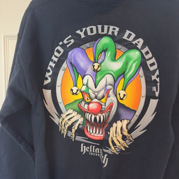 Hellanbach Who’s Your Daddy? Hooded Pullover Sweatshirt Size M Streetwear Grunge - Picture 4 of 9
